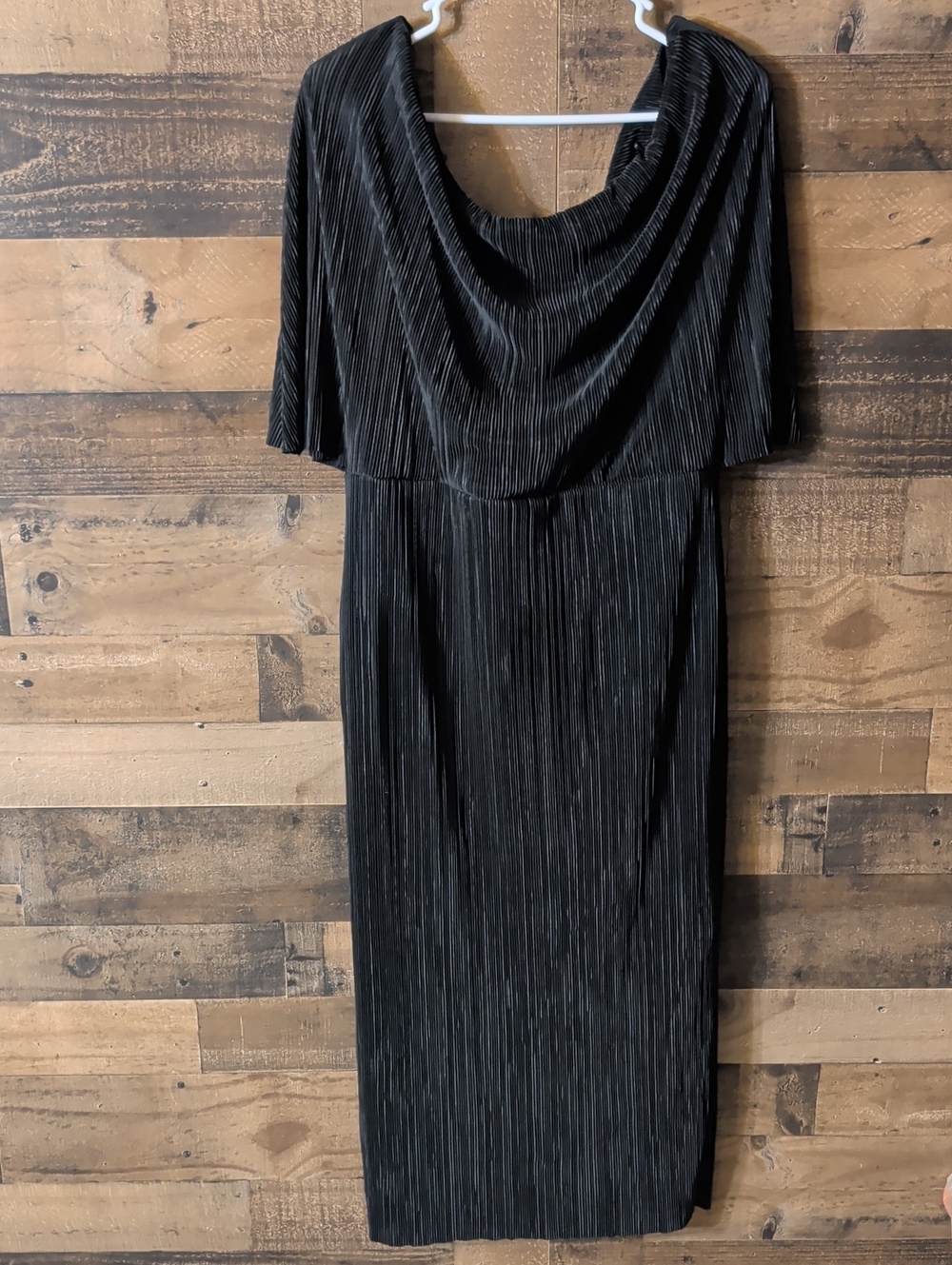 River Island Black Pleated Cowl Midi Dress